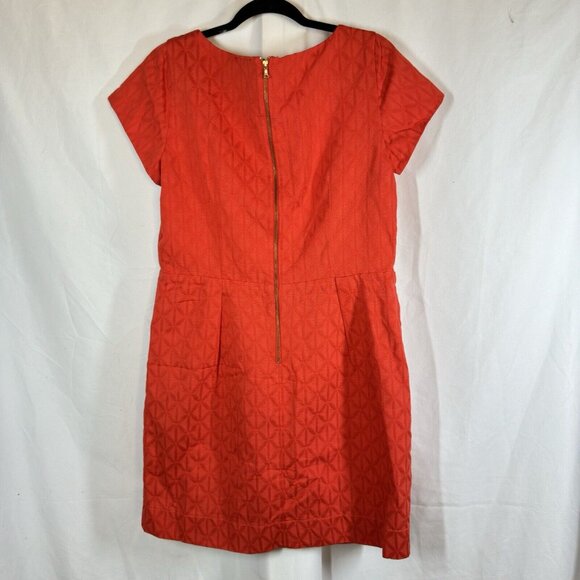 Just‎ Taylor Dress Women’s Size 14 Orange Geometric Quilted Pattern Retro Work - Picture 2 of 8